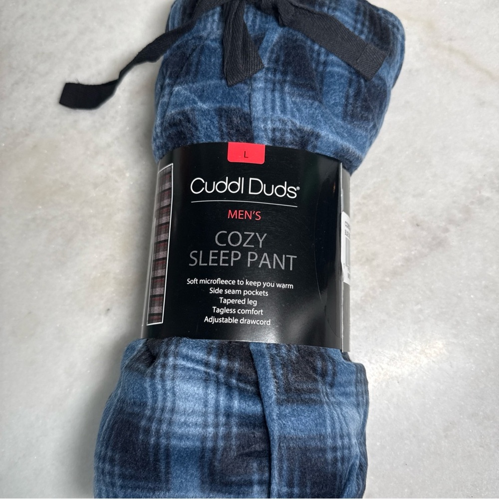 Cuddl Duds Men's Cozy Sleep/Pajama Pants -Large- Blue Geo Plaid New with Tags - Picture 2 of 5